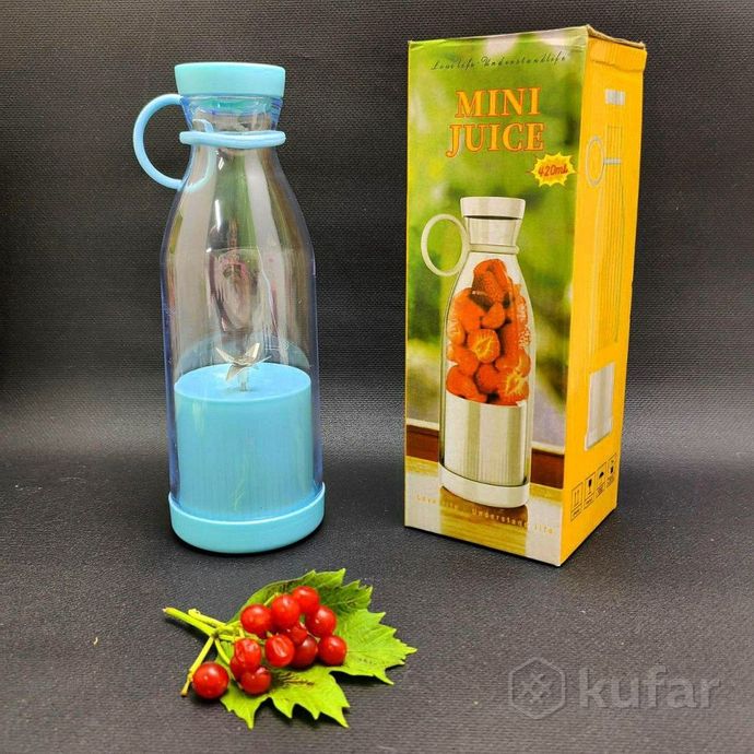 фото портативный ручной бутылка-блендер для смузи mini juiceа-578, 420 ml  розовый 6