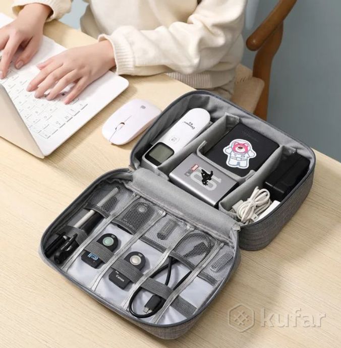 фото сумка - органайзер для хранения проводов, зарядных устройств, гаджетов и аксессуаров / дорожная сумк 1
