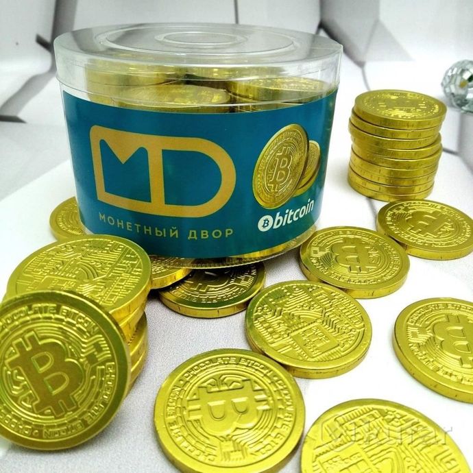 фото золотые шоколадные монеты «bitcoin», набор 20 монеток (россия) 3