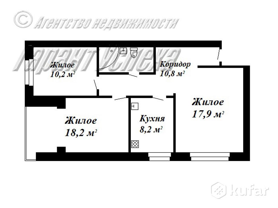 фото космонавтов бул, брест, брестская область, 3 комн., 69.9 м² 14