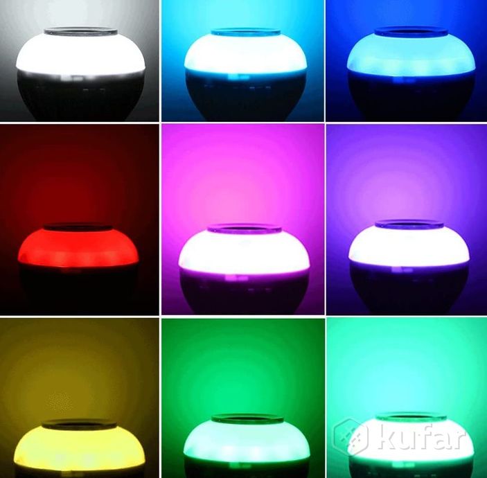 фото музыкальная мульти rgb лампа колонка led music bulb с пультом управления / умная bluetooth лампочка  9