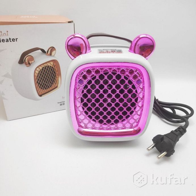 фото миниобогреватель портативный с ушками mini heater розовый 4