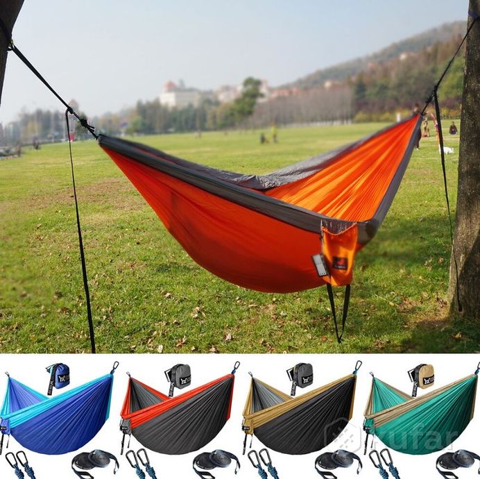 фото гамак подвесной двухместный hammock swing ультралёгкий и сверхпрочный (крепления в комплекте) 270х14 9