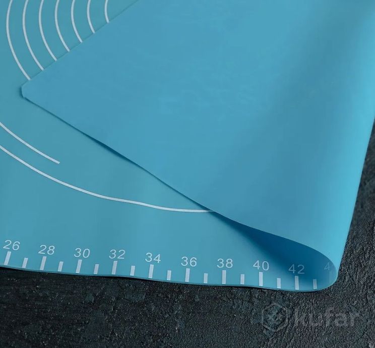 фото коврик силиконовый для раскатки теста 70х50 см. / коврик антипригарный с разметкой голубой 7