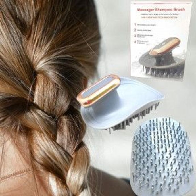 фото массажная щетка для головы и волос massager shampoo brush (2 режима, usb) / влагозащитная моющая и м 0