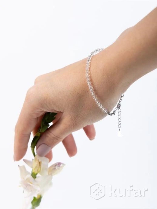 фото горный хрусталь-натуральный камень ожерелье-чокер браслет на руку и на ногу и кольцо 8