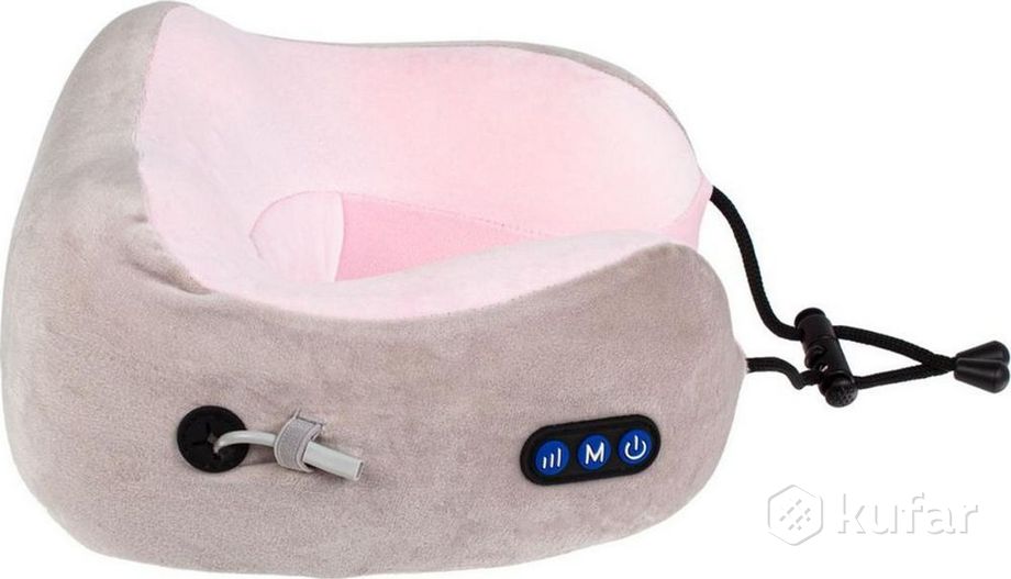 фото дорожная подушка-подголовник для шеи с завязками bradex kz 0559 серо-розовая 2