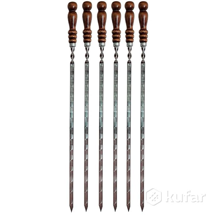 фото 5 кованых шампуров с деревянной ручкой (набор из 5 шт.) 1