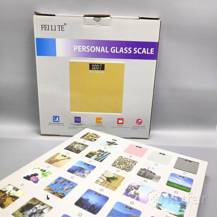 фото весы электронные напольные стеклянные с led дисплеем personal glass scale 28.00 х 28.00 см,  до 180  5