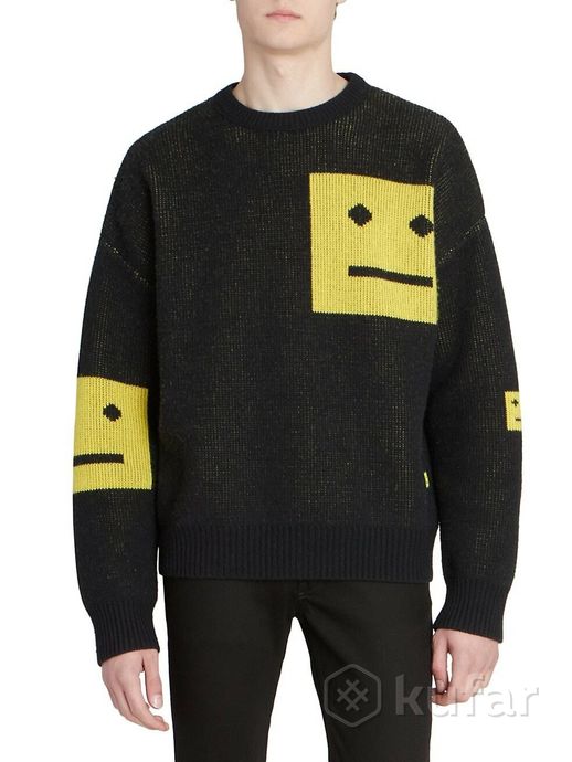 фото  свитер acne studios animation pop face crewneck sweater black yellow 5