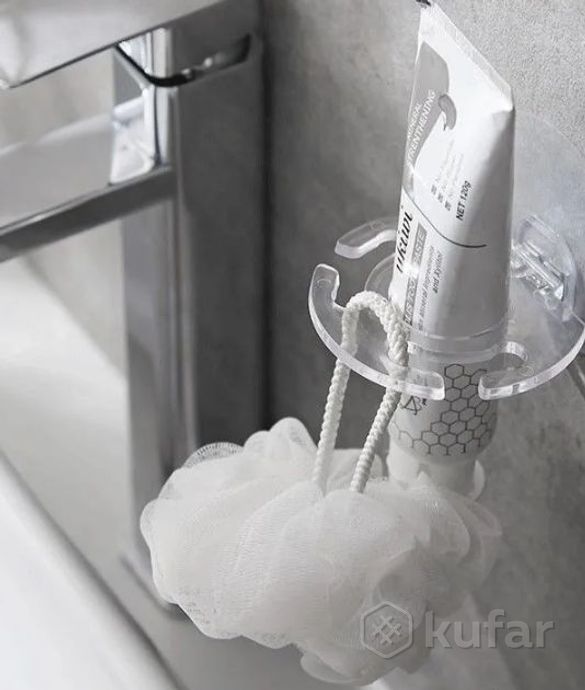 фото держатель для ванной комнаты  / самоклеющийся стакан для зубных щеток, пасты, станков 6