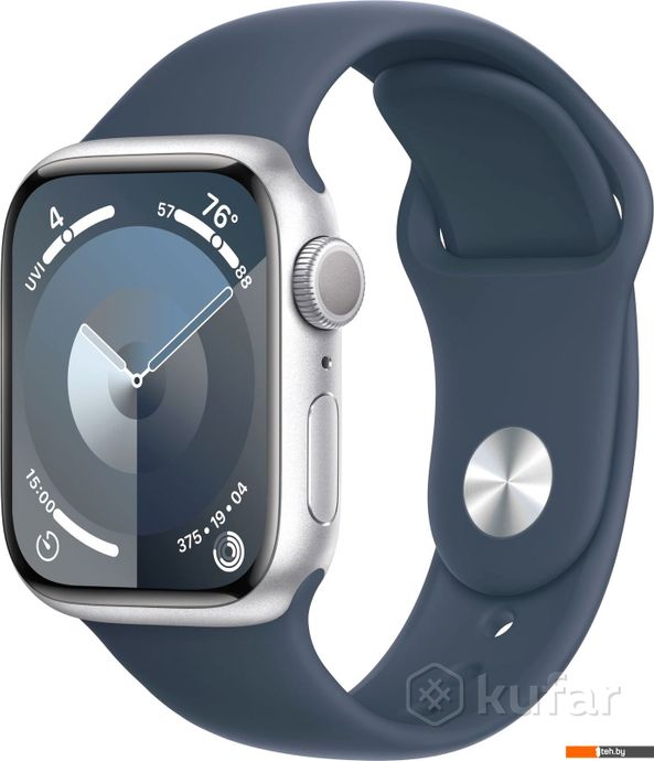 фото умные часы и браслеты apple watch series 9 41 мм (алюминиевый корпус, серебристый/грозовой синий, сп 0