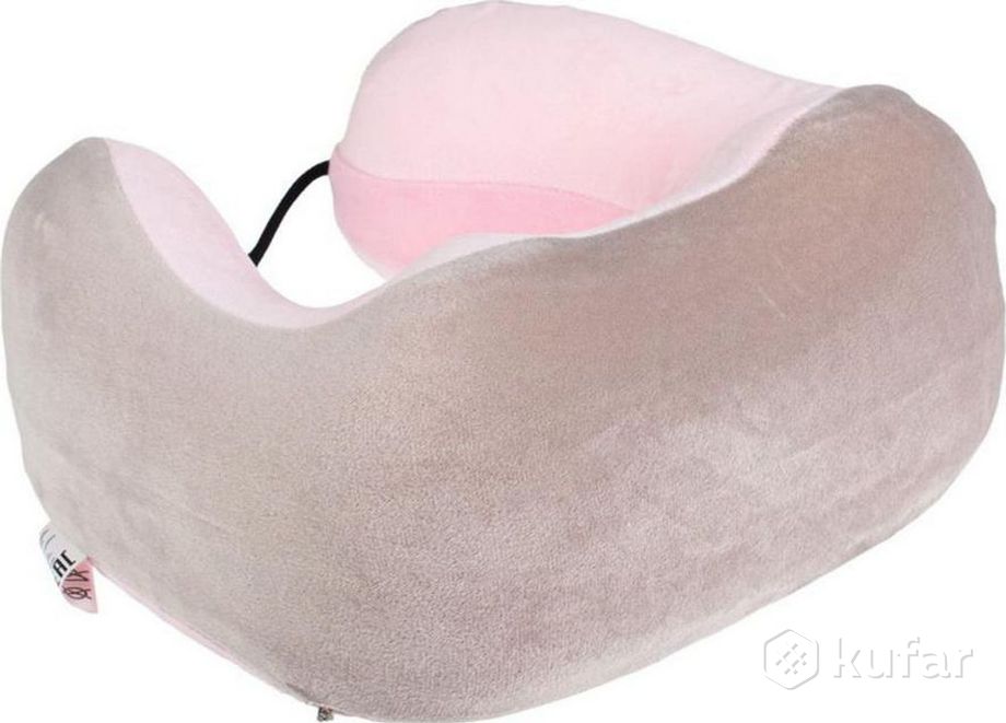 фото дорожная подушка-подголовник для шеи с завязками bradex kz 0559 серо-розовая 3