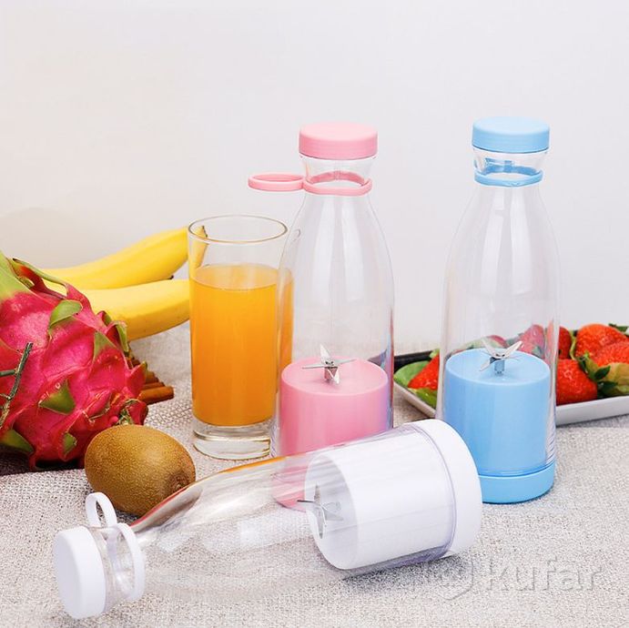 фото портативный ручной бутылка-блендер для смузи mini juiceа-578, 420 ml  розовый 7