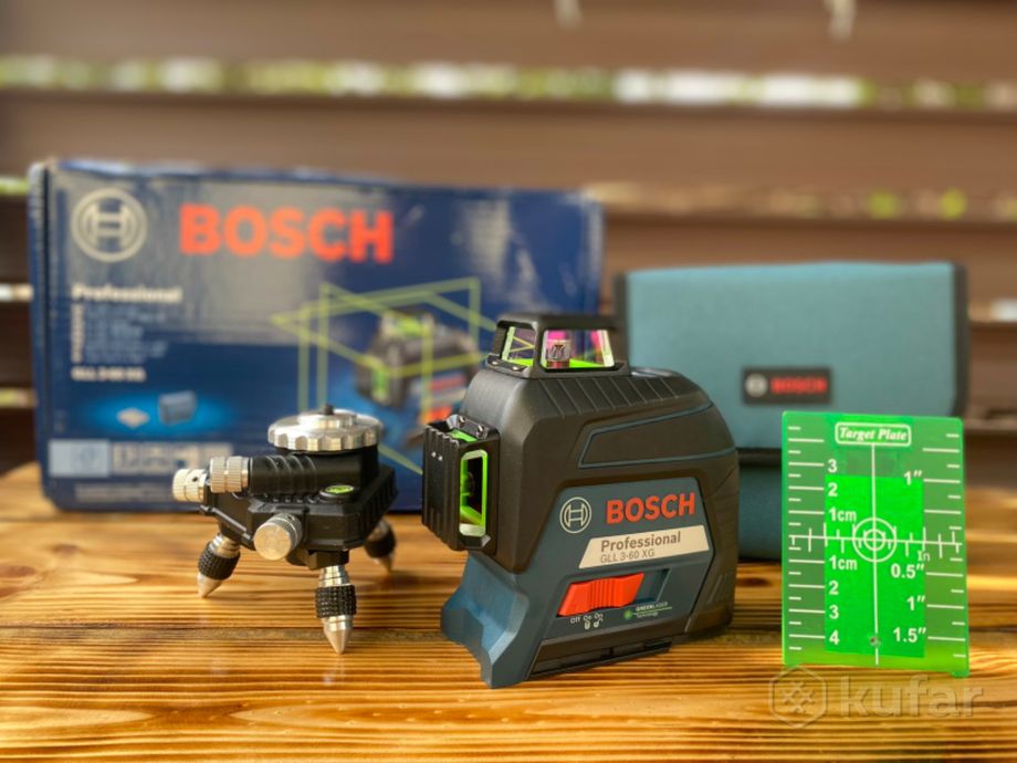 фото оригинал 3d лазерный уровень bosch gll 3-60xg(3-80g) нивелир лазер самонивелир зелёный луч  3