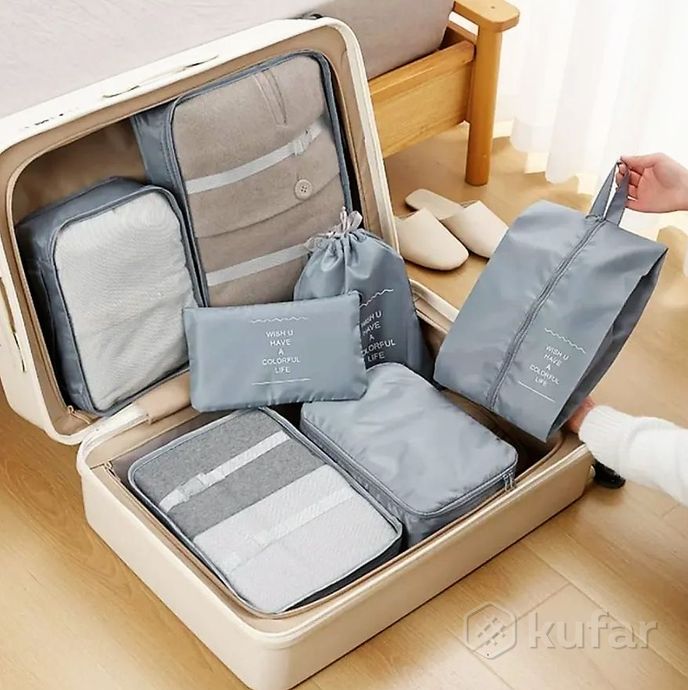 фото дорожный набор органайзеров для чемодана travel colorful life 7 в 1 (7 органайзеров разных размеров) 4