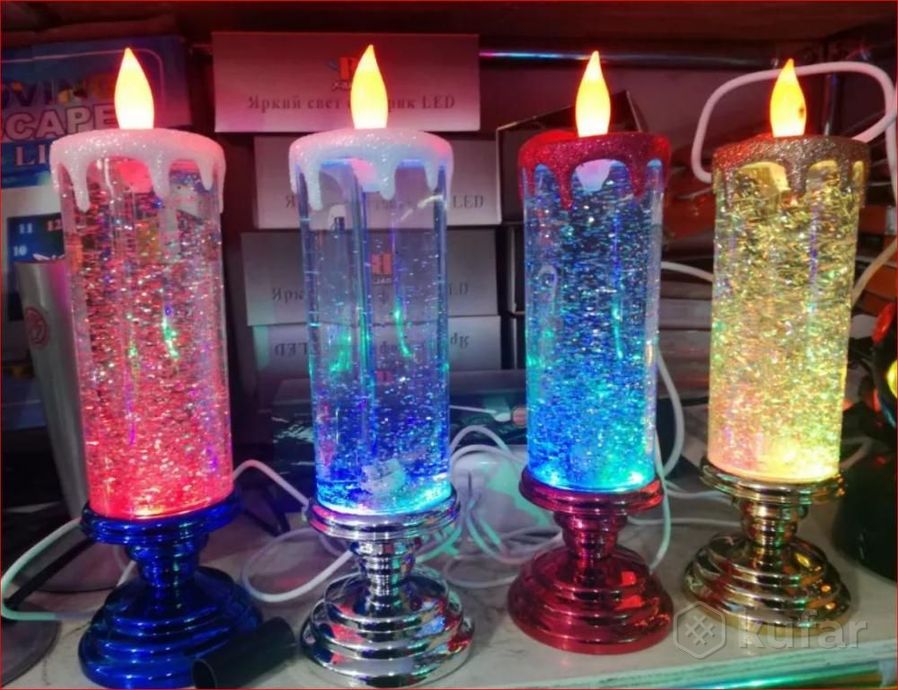 фото светодиодная свеча с блестками. лава лампа - свеча 5