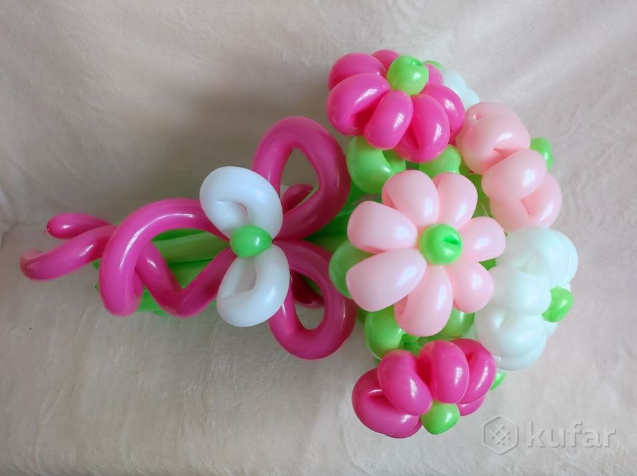 фото букет цветов, фигур из шаров на выписку и праздник 2