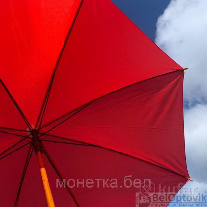 фото зонт-трость универсальный arwood полуавтоматический / деревянная ручка оранжевый 4