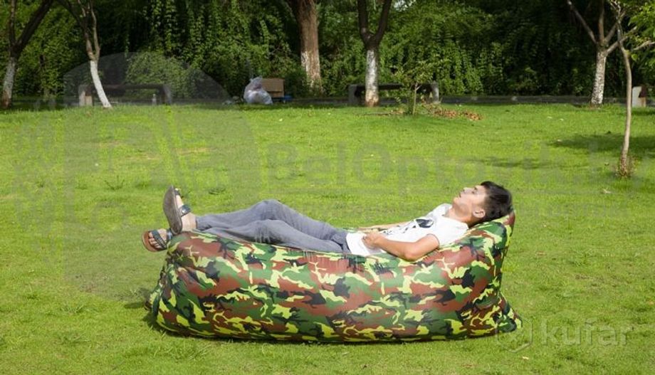 фото надувной диван (ламзак) размер xl 200 х 90см хаки 5