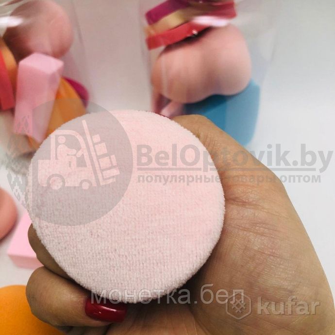 фото многофункциональный набор спонжей для макияжа в пластиковом боксе  (цвет микс), 9 штук. 1