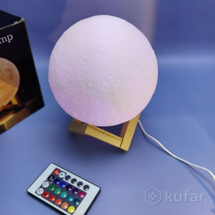 фото лампа  ночник moon lamp humidifier с пультом управления / луна объемная 2