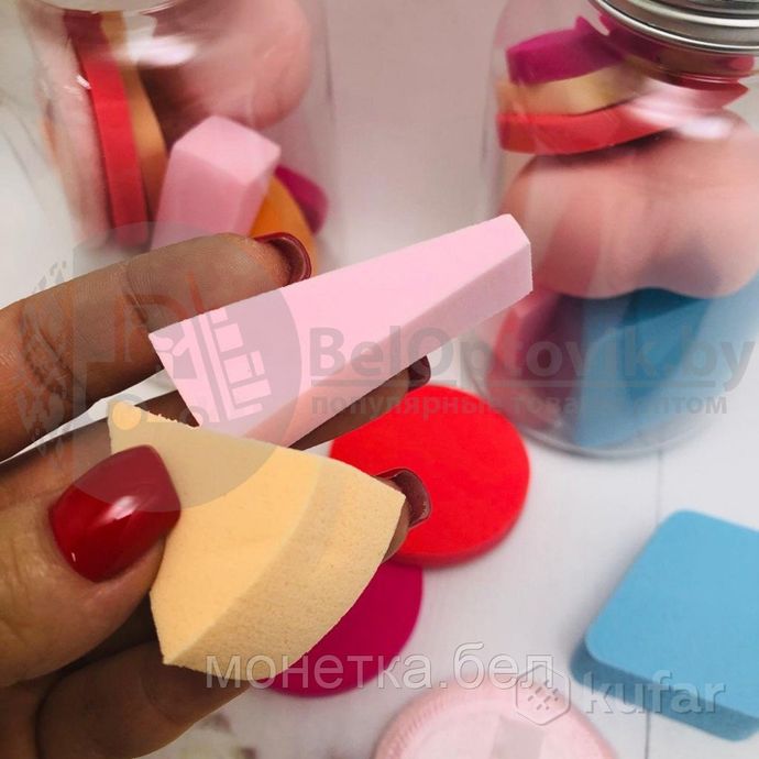 фото многофункциональный набор спонжей для макияжа в пластиковом боксе  (цвет микс), 9 штук. 8