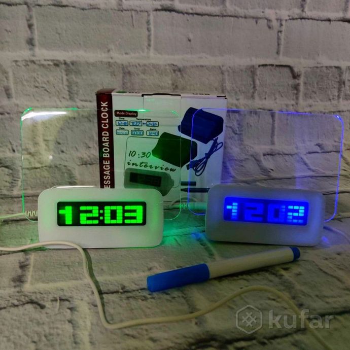 фото креативные led часы-будильник highstar неоновый (синий) 1