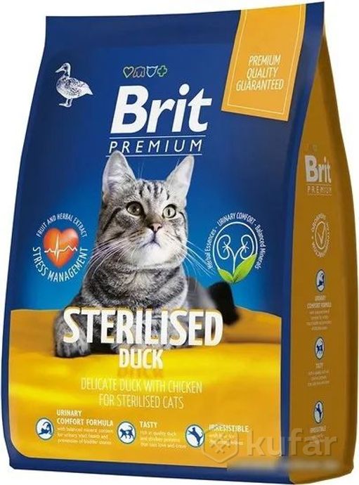 фото сухой корм для кошек brit premium cat sterilized duck & chicken 8 кг 0