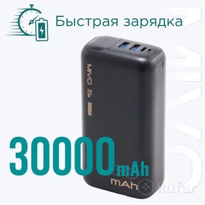 фото внешний аккумулятор 30000mah mivo mb-308q / 22.5w повербанк(powerbank) 1