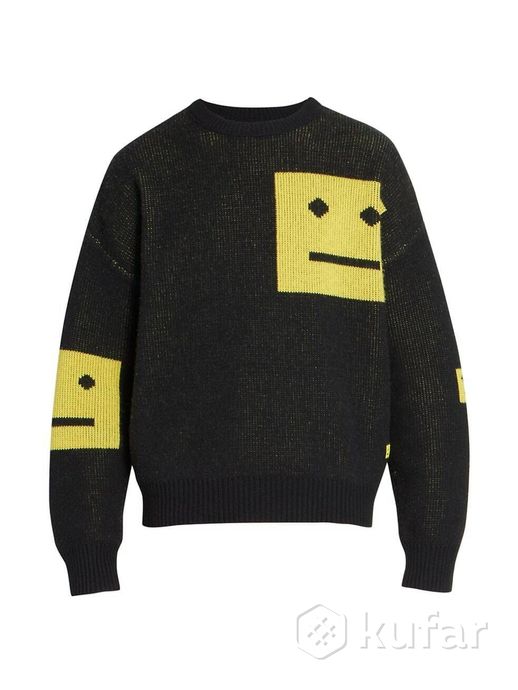 фото  свитер acne studios animation pop face crewneck sweater black yellow 0