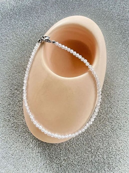 фото горный хрусталь-натуральный камень ожерелье-чокер браслет на руку и на ногу и кольцо 5