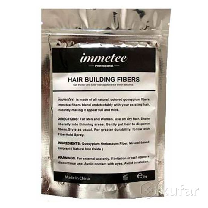фото загуститель для волос в пакете immetee keratin hair building fibers (аналог fully) 25г ash brown 1