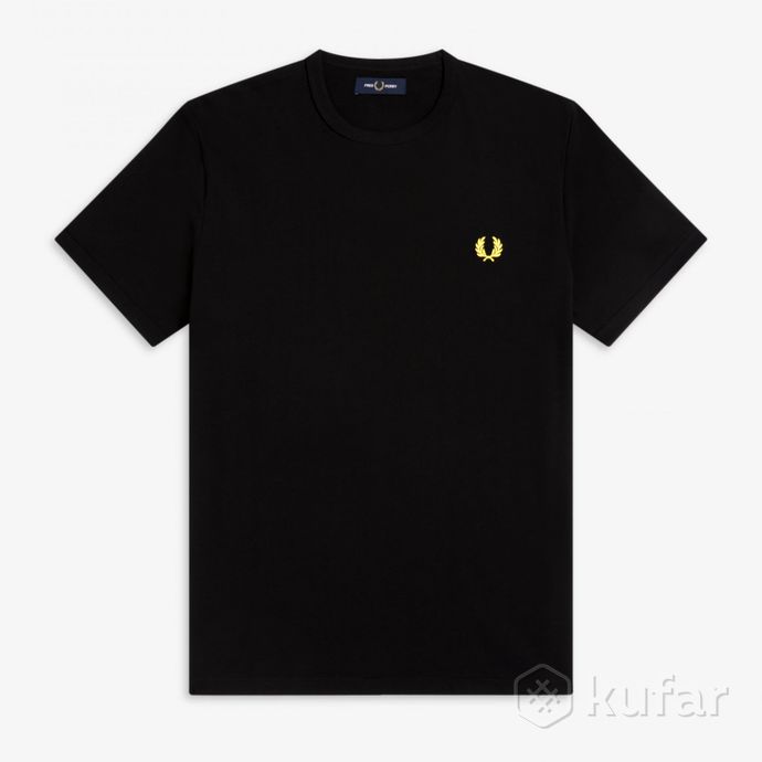 фото футболка fred perry ringer t-shirt black with gold 0