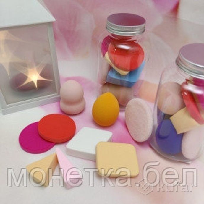 фото многофункциональный набор спонжей для макияжа в пластиковом боксе  (цвет микс), 9 штук. 0