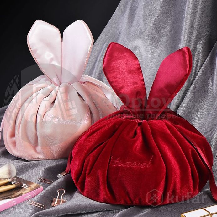 фото мешок косметичка beautiful бархатный подарочный с ушками / косметика / сувениры / украшения розовый 2