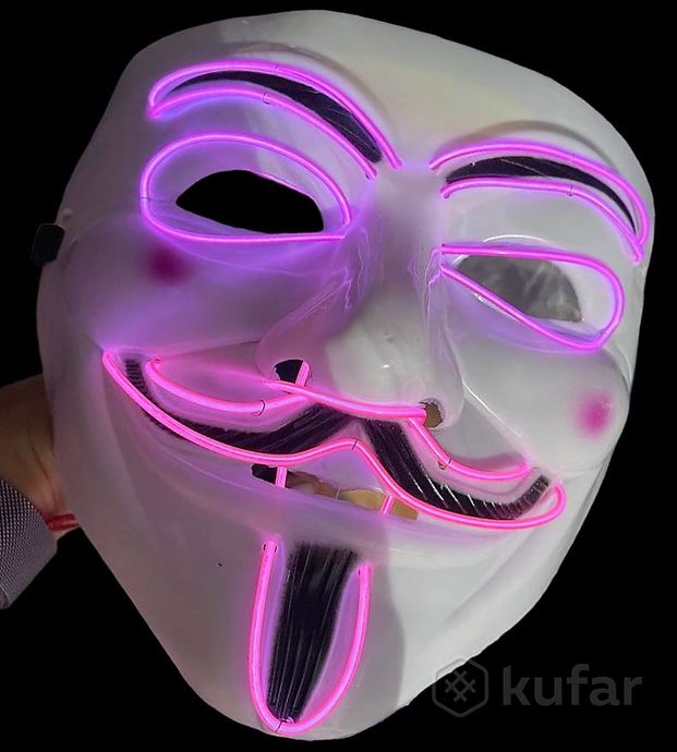 фото маска гай фокс неоновая с подсветкой (анонимус) 1