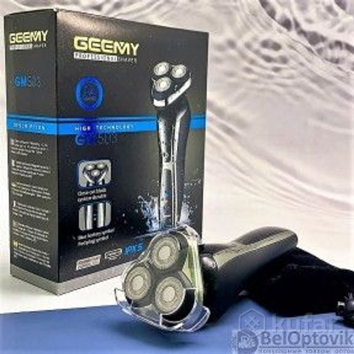 фото портативная мужская электробритва geemy gm-503, 3 независимые плавающие головки, индикатор зарядки 0