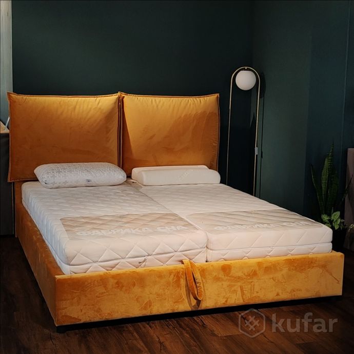фото кровать с мягким изголовьем в ткани. кровати от производителя в наличии и под заказ 9