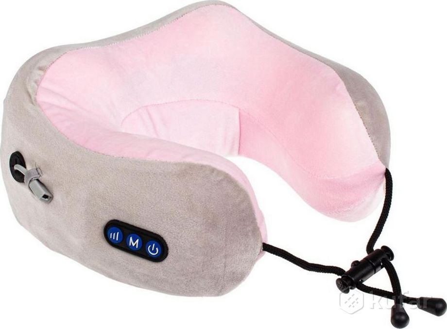 фото дорожная подушка-подголовник для шеи с завязками bradex kz 0559 серо-розовая 0