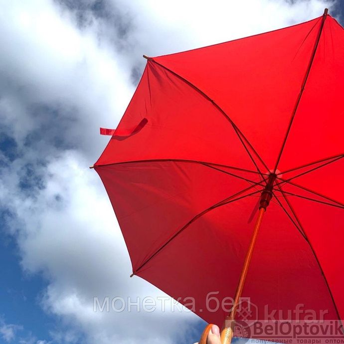 фото зонт-трость универсальный arwood полуавтоматический / деревянная ручка оранжевый 6