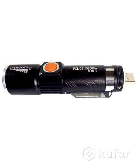фото аккумуляторный usb фонарь с зумом фонарик bl616 7