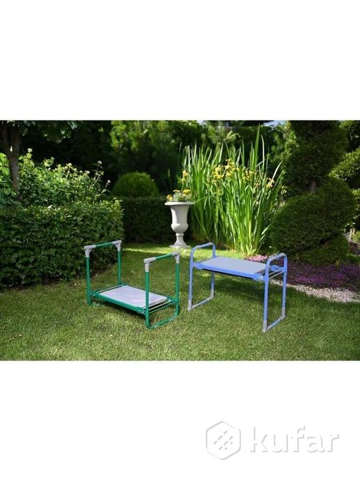фото садовая складная двухсторонняя скамейка перевертыш с мягким сиденьем nika размер 55х30х42 см     4