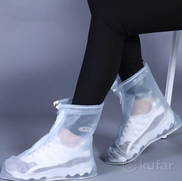 фото защитные чехлы (дождевики, пончи) для обуви от дождя и грязи с подошвой цветные, синие р-р 39-40 (l) 4