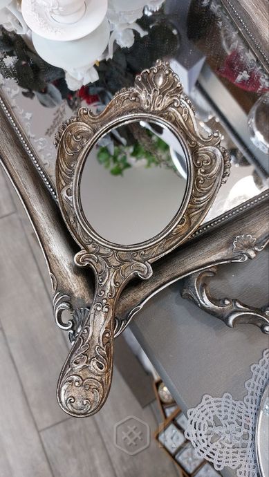 фото зеркало в золоте и серебре, в винтажном стиле. ручное. очень красиво смотрится как элемент декора 1