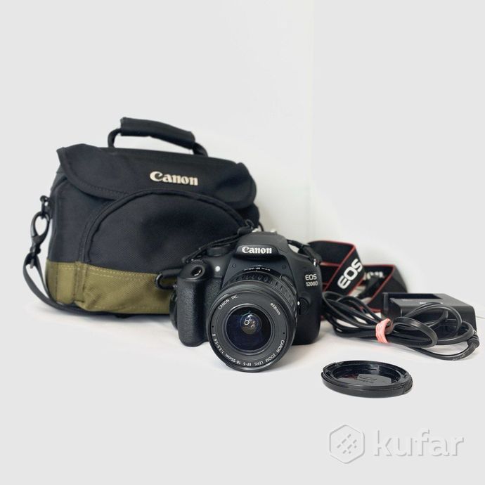 фото зеркальный фотоаппарат canon eos 1200d + объектив lens ef-s 18-55mm 18-55 mm 1:3.5-5.6 ii сумка 0