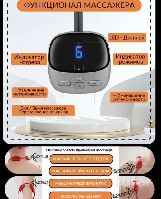 фото электрический импульсный миостимулятор - массажер для шеи cervical massage (4 режимов массажа, 9 уро 6