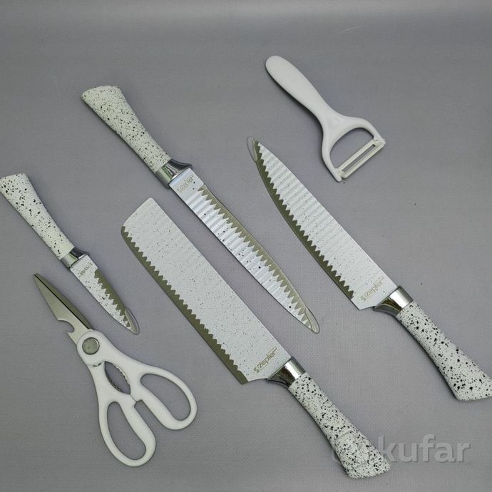 фото набор кухонных ножей из нержавеющей стали 6 предметов zeptep zp-003/ подарочная упаковка 6