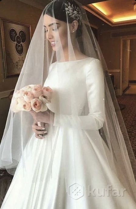 фото свадебное платье атлас новое 7