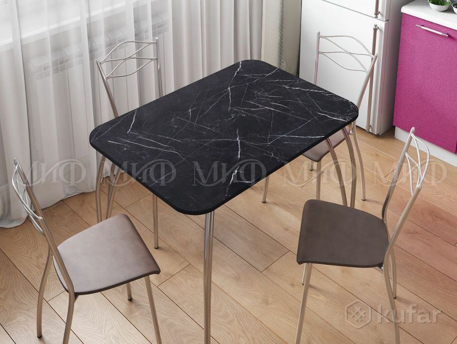 фото стол кухонный прямоугольный мрамор черный - миф 0